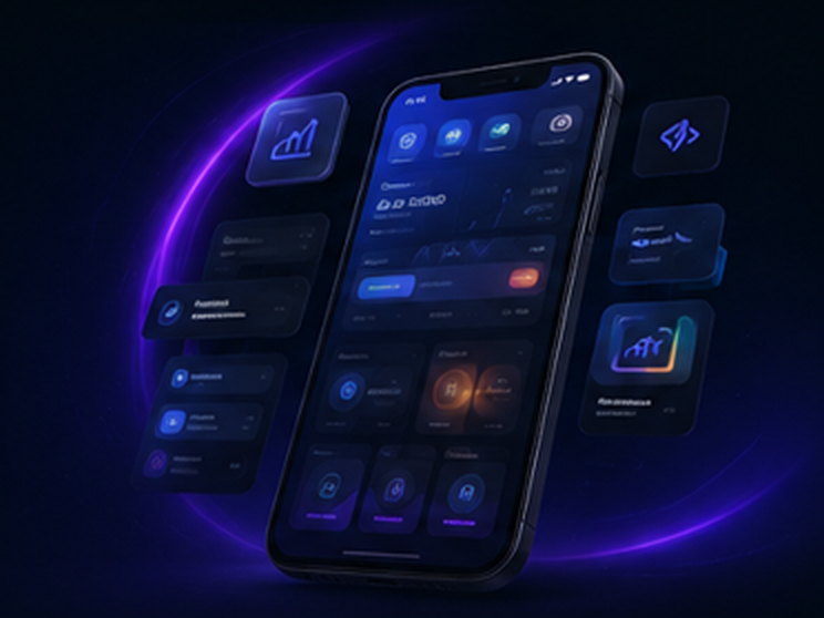 Two premium mobile application dashboard screens