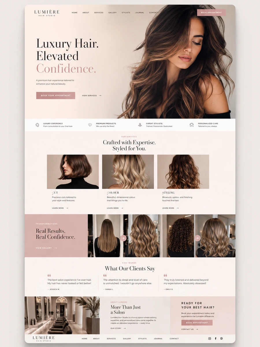 Lumiere Hair Studio website example