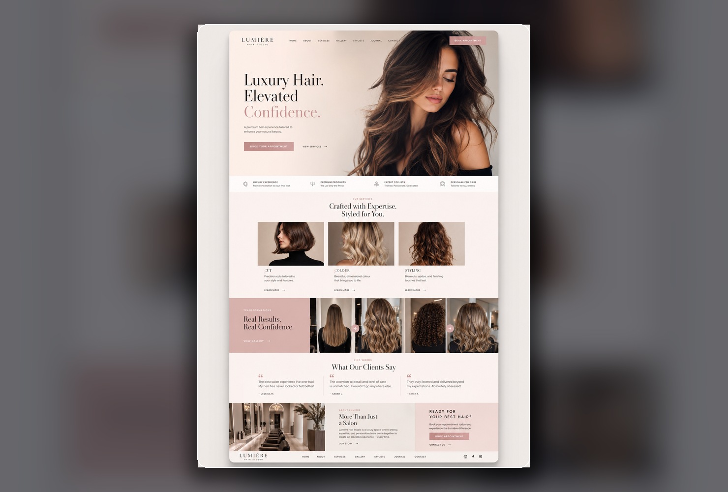Lumiere Hair Studio website design example