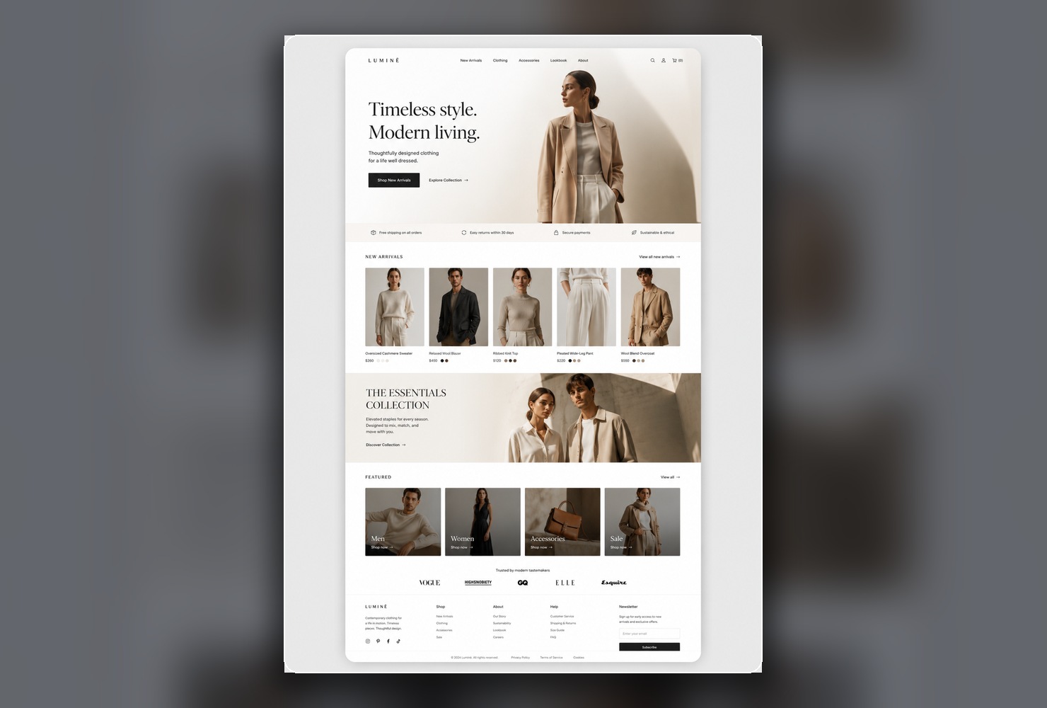 Lumine fashion eCommerce website design example